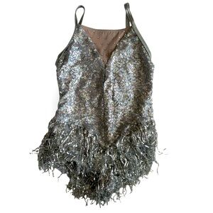 Weissman Sequin and Tassle Silver Dance Costume Sz LC